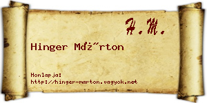 Hinger Márton névjegykártya