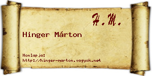 Hinger Márton névjegykártya
