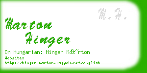 marton hinger business card